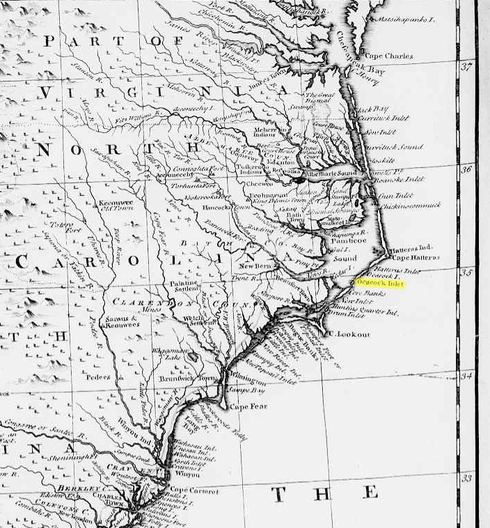 Ocracoke Inlet on the North Carolina Outer Banks c1747