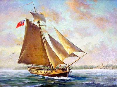 Colonial American sloop of the day
